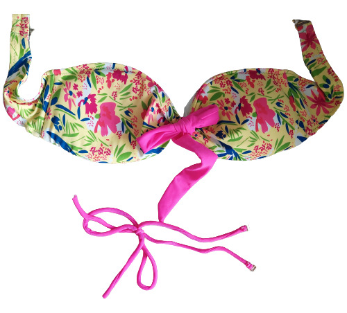 Bikini 2 Piezas Amarillo Flores Usado 90-100 Mujer Imp.usa