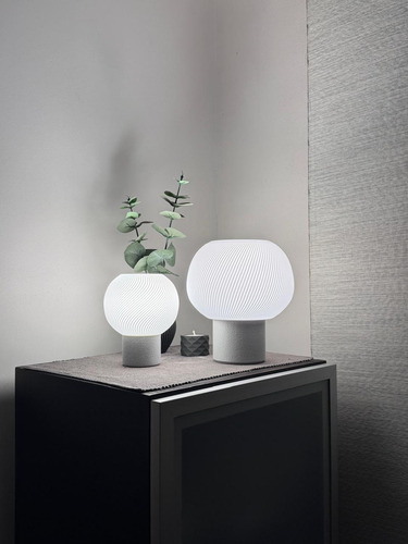 Lámpara Velado Mesa Moderno Nordico Luz Calida Gris Blanco