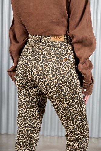 Pantalon De Mujer Cenitho Mom Animal Print Tiro Alto Rigido