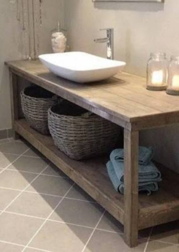 Imagen 2 de 10 de Muebles Para Bachas De Baño En Madera Rustica
