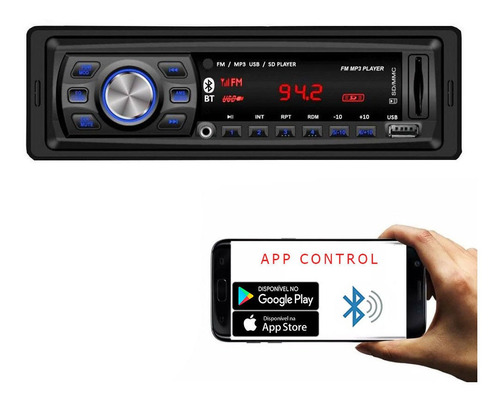 Auto Rádio Automotivo Player Fm Mp3 Usb Bluetooth Auxiliar