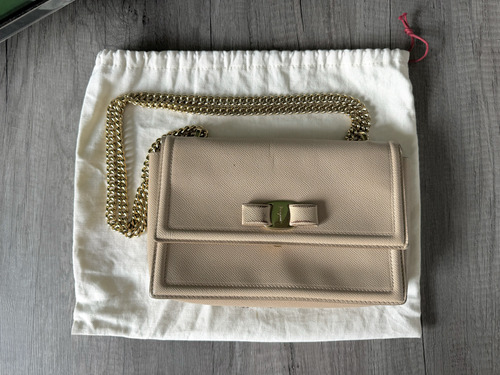Bolsa Ferragamo Crossbody (original) Rosa Pálido Lisa Oro Oro (Usado)