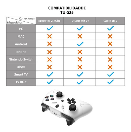 G25 Gamepad Bluetooth Control Inalámbrico Para Pc Android