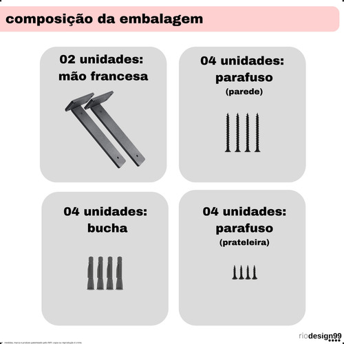 15cm - Mão Francesa Cantoneira Preta Invisível - rio design99 - Ferro Aço Suporte Para Prateleira Reforçada Resistente Industrial Madeira Bancada Estante s51