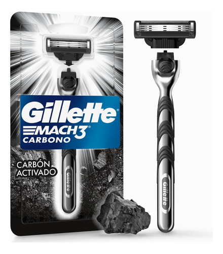 Máquina De Afeitar Gillette Mach3 Carbono Con Carbón Activad