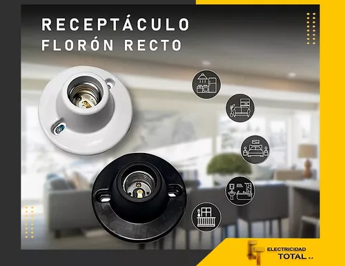 Receptáculo Portalámpara E27 Florón Recto Blanco Pack X 10