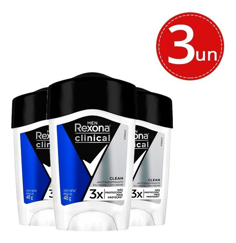 Desodorante Stick Rexona Clinical Creme Men 45g - 3 Unidades