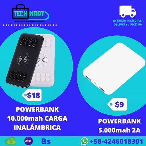 Powerbank Cargador Portátil Con Carga Inalámbrica 10.000mah