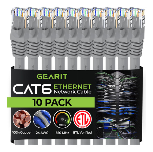 Gearit Cable Ethernet Cat 6 De 10 Pies (paquete De 10) - Cab