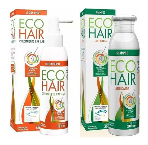 Eco Hair Shampoo + Locion Crecimiento Cabello Ecohair X2c/u