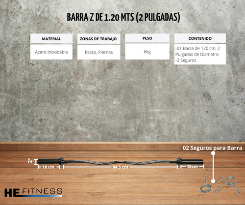 Barra Z Olimpica Con Seguros Cromada (2 Pulgadas)