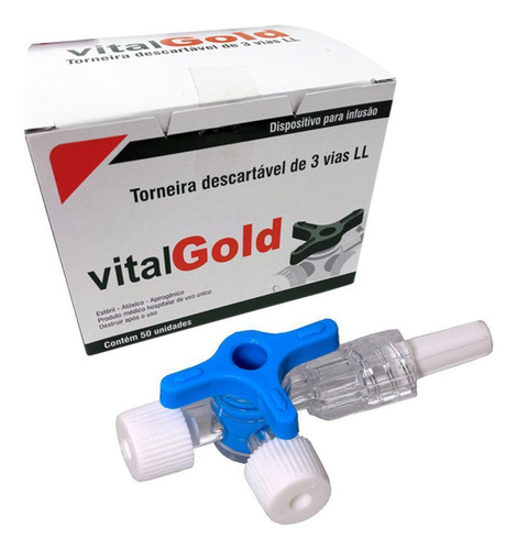 Torneira 3 Vias Descartável Luer Lock Estéril - 50 Unidades