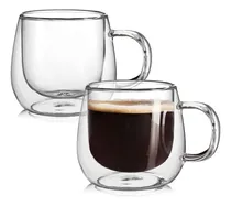 Comprar Tazas De Café De Vidrio De Doble Pared 16oz Juego De 2...