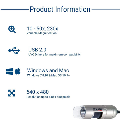 Microscopio Digital Dino-lite Am3111-0.3 Mp, 10x - 50x, 230x
