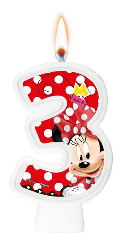 Número 3 - Vela Minnie - Pavio Mágico Para Bolo E Festa