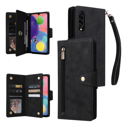 Funda De Teléfono De Piel Negra Para Samsung Galaxy A70/a70s