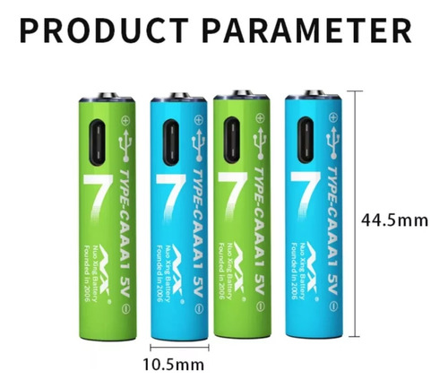 Batería Recargable Rápida Te 4 Aaa Usb C 1200mwh 1.5v
