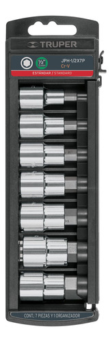 Juego De 7 Dados Cuadro 1/2 Punta Hexagonal Truper