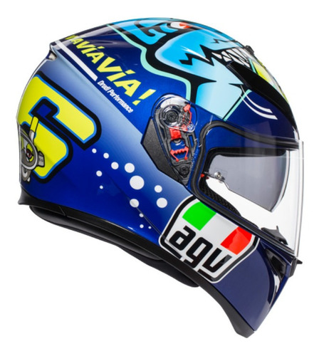 Capacete para moto  integral AGV  K3 SV 210301A  azul rossi misano 2015 tamanho P 