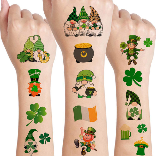 12 Hojas De Tatuajes Temporales Del Día De San Patricio Pa.