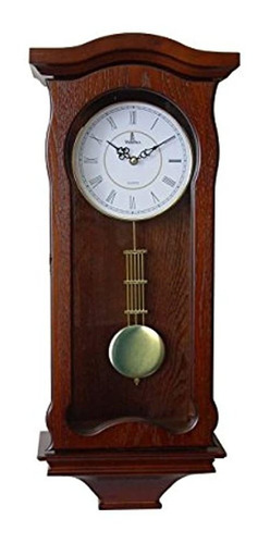 Verona Clásico Cuarzo Reloj De Pared Con Péndulo De Madera