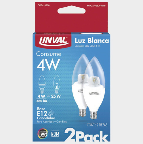 Foco Led Vela  Luz Blanca (2 Pack) Linbal