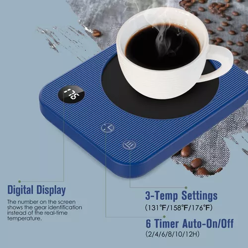 Calentador de taza de café con apagado automático para escritorio,  calentador de tazas con ajustes de temperatura inteligentes, calentador de  leche