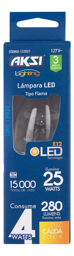 Foco Led Tipo Flama Ahorrador Luz Cálida 4w Base E12 10 Pzas