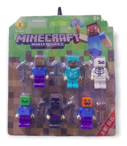 Set 6 Figuras Minecraft Articulados Y Accesorios