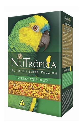 Ração Para Papagaio Extrusados & Frutas 600g Nutrópica