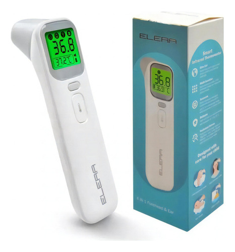 Elera termómetro digital de alta precisión con pantalla LCD para frente, oreja y cuerpo blanco