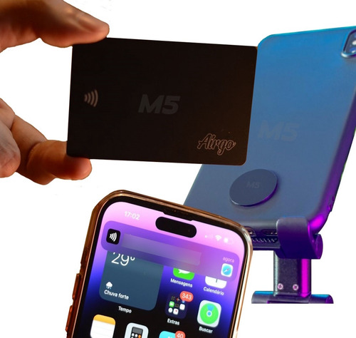Kit Tag Airgo Nfc + Cartão Black Visita Digital Aproximação