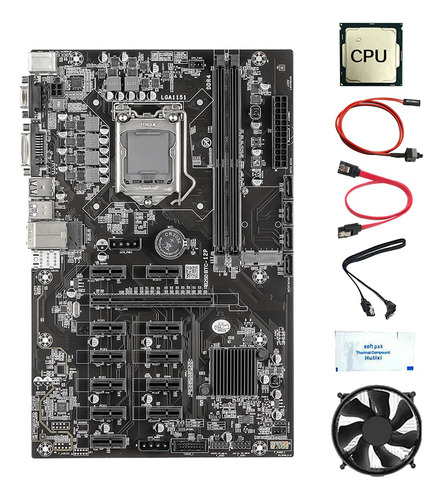 Placa Base Minera B250 12 Pcie Btc Con Cpu+ventilador+pa Té