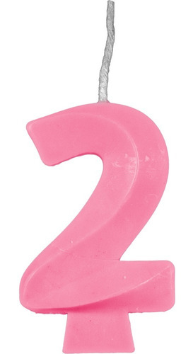 Número 2 - Vela Candy Colors Rosa - Bolo E Aniversário