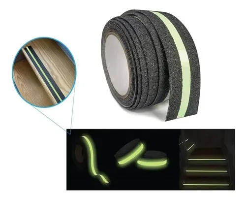 Cinta Antideslizante Negra Con Fluorescente - 50mm X 5mts.