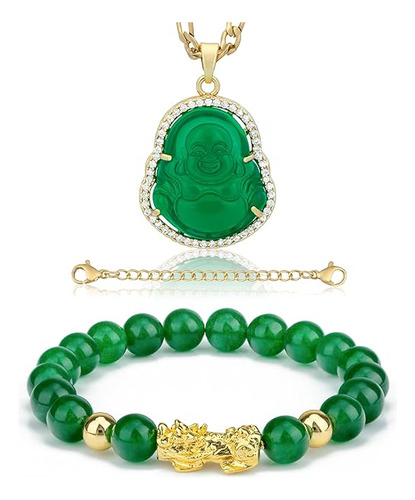 Collar Fengshui Porsperity Jade Pulsera Collar Set Lucky Cha