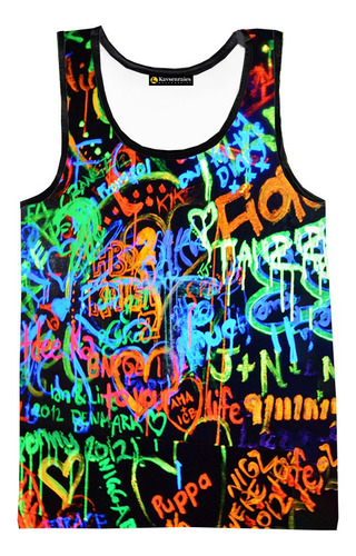 Playeras Sin Mangas Con Estampado 3d Neon Graffiti