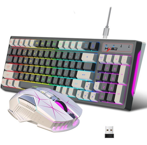 Conjunto De Teclado L99 Recargable, Colorido, Inalámbrico, R