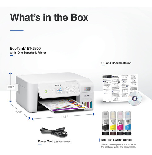Impresora Epson Ecotank Et-2800 Inalámbrica, A Color...