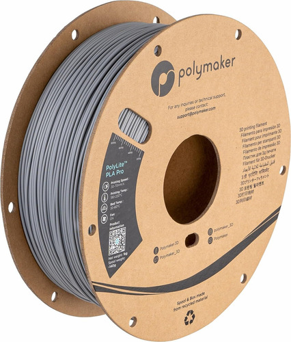 Filamento Polymaker Polylite Pla Pro 1.75mm 1kg Profesional Color Gris