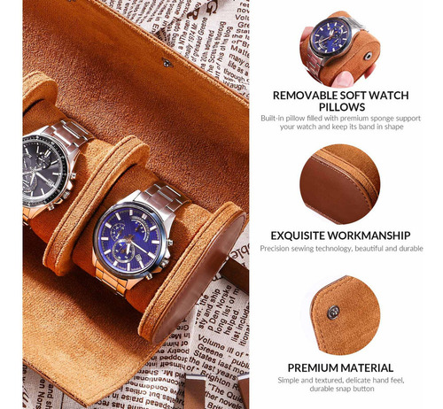 1 Rollo De Reloj De Viaje Con Caja De Reloj Portátil De 3 Ra