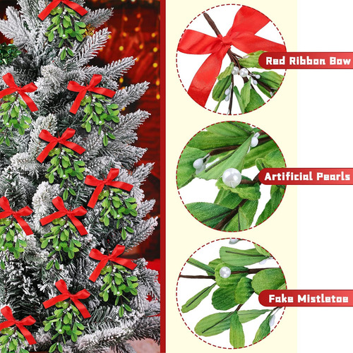 Mistletoe Artificial De Navidad Picks Ramas Falsas De Muérda