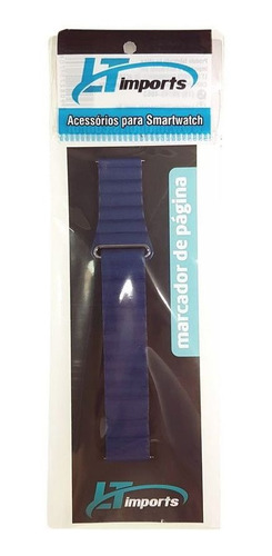 Pulseira 20mm Couro Loop Para Amazfit Bip - Amazfit Gtr 42mm Cor Azul-marinho