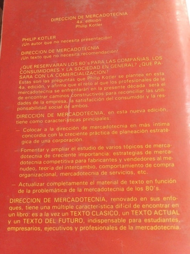 Dirección De Mercadotecnia Análisis Planeación Kotler (Usado)