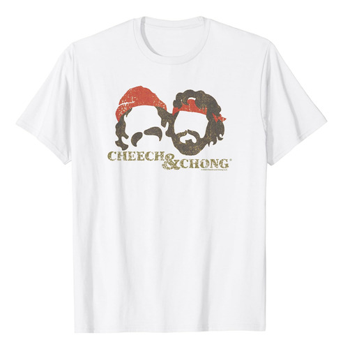 Cheech & Chong Faces Contornos Polera Con Efecto Desgastad