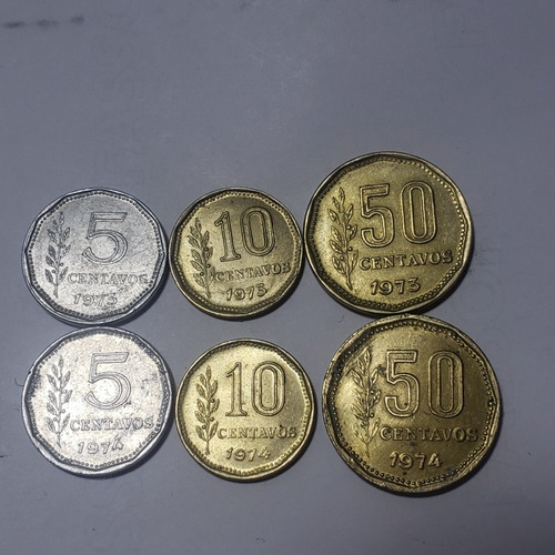 Lote Monedas 5, 10 Y 50 Centavos 1973 Y 1974 Serie Centavo