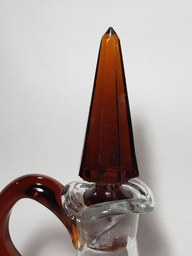 Imagen 2 de 8 de Antigua Jarra Art Deco Vidrio Transap Caramelo Mag 58740