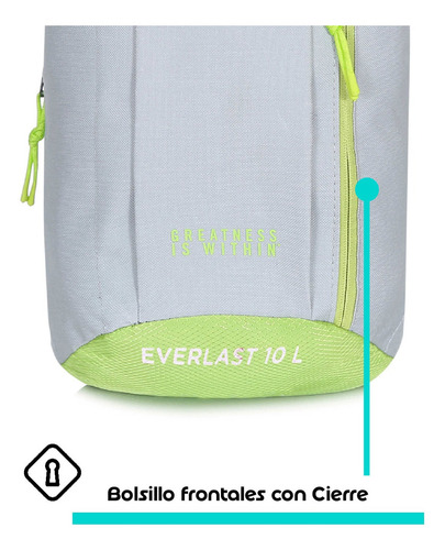 Mochila Everlast Running 10l Deportiva Liviana Urbana Unisex Color Gris verde Diseño De La Tela Liso
