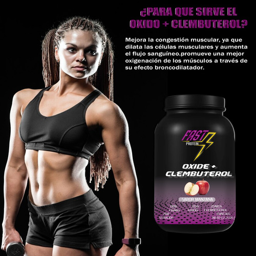 Óxido Nítrico + Clembuterol Fast Suplement 1kg 200 Serv Manzana