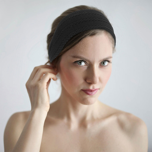 Diadema Ancha Negra Vintage, Grande, De Malla H, 2 Unidades